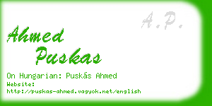 ahmed puskas business card