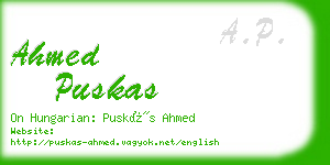 ahmed puskas business card